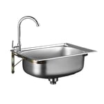 Kitchen Sinks Stainless steel commercial wash basin/wall-mounted sink single bowl with faucet, no floor space/easy to install/very firm