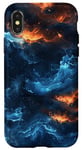 Coque pour iPhone X/XS Art fluide abstrait vagues flammes bleues
