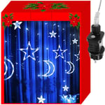 Juldekoration LED-gardin Kallvit - Måne & Stjärnor 138 LED-lampor