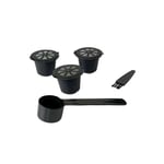 Fackelmann 42235 Set de capsules réutilisables Nespresso, dosette Nespresso, café Nespresso, accessoires pour machines à café, plastique, noir, 3,7 x 2,7 cm
