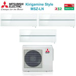 Mitsubishi - electric trial split inverter air conditioner series kirigamine style msz-ln 12+12+12 avec mxz-3f68vf pearl white r-32 wi-fi integrated