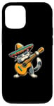 Coque pour iPhone 14 Pro Drôle Cinco De Mayo Rock Dabbing Chat Jouant De La Guitare Chat Dab