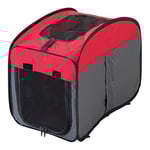 Iris Ohyama, Sac, Niche, Bandoulière, Support de transport pour animaux pliable en tissu avec 2 ouvertures zippées à glissière et Ventilation optimale, DCC1143C S, Rouge