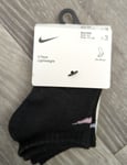 Nike Unisex 3 Pack Lightweight Black Socks Size 4-5 EU 26-35