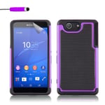32nd ShockProof Series - Dual-Layer Shock and Kids Proof Case Cover for Sony Xperia Z3 Compact, Heavy Duty Defender Style Case - Purple
