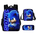 Sonic The Hedgehog Ryggsäck Tredelad Set Skolväska