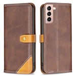 BINFEN tvåfärgat läder Samsung Galaxy S21 fodral - Brun Brun