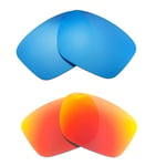 New Walleva Fire Red and Ice Blue Polarized Replacement Lenses For Oakley Sliver