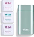 Wild - Natural Refillable Deodorant - Aluminium Free - Aqua 40g (Pack of 3)