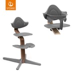 STOKKE® Nomi® Matstol valnöt/grå + babyset grå