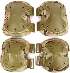 Lelestar Military Tactical Knee & Elbow Pads Set 4 in 1 Anti-impact Hunting Paintball Shooting Protective Camouflage Knee Pads Support for Outdoor CS and Extreme Sports (CP Camouflage)