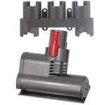 Spares2go Mini Turbine Motorised Brush for Dyson V8 SV10 Cordless Vacuum Cleaner + Tool Holder