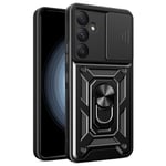 SKALO Samsung A55 5G Armor hybridi metallirengas kameran liukusäädin - Musta