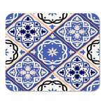 Mousepad Computer Notepad Office Blue Gorgeous Patchwork Pattern from Colorful Moroccan Tiles Ornaments Home School Game Player Computer Worker Inch
