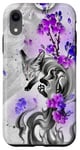 Coque pour iPhone XR Renard Kawaii Renard Cerisier Fleurs Violet Fleur Lavande