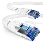 CSL Câble réseau CAT.8 15 m 40 Gbits – Câble réseau LAN – Câble Ethernet Gigabit haute vitesse – 40 000 Mbits – Blindage S/FTP PIMF fiche RJ45 Blanc