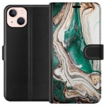 Apple iPhone 13 Svart Plånboksfodral Grön / Guld marmor