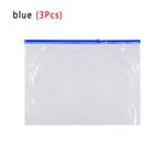 1/3pcs Transparent Document Bag A4 File Folder Paper Holder Blue 3pcs
