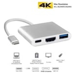 Argent - Thunderbolt 3 adaptateur USB Type C Hub HDMI compatible 4K support Samsung Dex mode USB-C Dock avec PD pour MacBook Pro/Air 2021