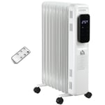 2180W Oil Filled Radiator, 9 Fin, Timer, 3 Set, Safety Cut-Off Remote White