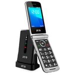 SPC Prince 4G – Téléphone Portable à clapet pour Seniors, avec Grandes Touches faciles à Utiliser, Bouton SOS, Configuration à Distance, Socle de Charge, USB-C et 2 mémoires directes - Noir