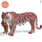 Yellow Bengal Tiger Animal Statue Model Toy Collectible J M138 Red Tigress & 1 Cub