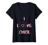 Womens I Love Chloe I Heart Chloe fun Chloe gift V-Neck T-Shirt