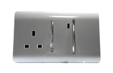 Trendi Artistic Modern 45 A Cooker Switch Inc Plug Socket & Neon Insert Silver