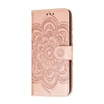 HAOTIAN Case for Samsung Galaxy S20 FE 4G/5G Wallet Cover, Pretty Retro Embossed Mandala Pattern Design PU Leather Flip Case, Samsung Galaxy S20 FE 4G/5G Shockproof Phone Cover, Rose Gold