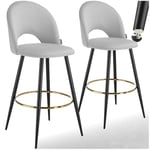 TecTake® Lot de 2 Tabouret Bar Aspect Velours Chaise de Bar avec Repose-Pieds Chaise Haute Cuisine pour îlot Central H110cm Rembourrée avec Dossier Tabouret Haut Cuisine comptoir Bar