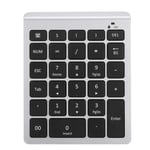 ASHATA Wireless Number Pad 28 Keys 2.4G External Numeric Keypad Ergonomic Mini Keyboard for Laptop Desktop PC Notebook (Silver)