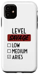 iPhone 11 Funny Saying Level Of Savage Aries Zodiac Men Women Sarcasm Case