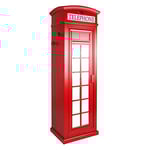 Dmora - Armoire "cabine téléphonique de Londres" avec 3 étagères et porte miroir, Made in Italy, Armoire de chambre, cm 68x55h215, couleur Rouge