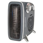 Russell Hobbs 1800W/1.8KW Electric Heater, Retro Horizontal/Vertical Fan Heater in Grey with Adjustable Thermostat, 2 Heat Settings, 20m² Room Size, Dial Control, RHRETHFH1001G with 2 Year Guarantee