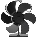 Ventilateur de poêle à chaleur à 6 pales, résistance aux hautes températures, démarrage automatique, poêle à bois, ventilateur de cheminée, noir,
