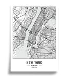 Cool Factory Poster Plan de la ville A3 Noir Blanc Papier 250 g Image pour salon et chambre à coucher Très nombreux motifs urbains Poster minimaliste Idée cadeau parfaite Sans cadre Poster New York
