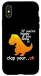 Coque pour iPhone X/XS Heureux et tu le sais - Jeu de mots drôle de dinosaure T-Rex