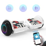 QINGMM Hoverboard,Self Balancing Electric Scooter with Bluetooth Speakers And LED Glowing Tires,for Kids And Adult, Smart App Control,White