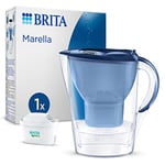 BRITA Marella Water Filter Jug Blue (2.4L) incl. 1x MAXTRA PRO All-in-1 cartridge - fridge-fitting jug with digital LTI and Flip-Lid - now in sustainable Smart Box packaging
