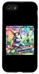 Coque pour iPhone SE (2020) / 7 / 8 Lapin de Pâques DJ à la fête du printemps. Platines de fête