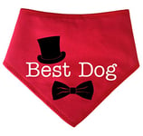 (S4) Best Dog Red Dog Bandana - Wedding Groom & Best Man Suit For Dogs (Ex-Large Dogs Husky & Newfoundland)