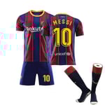 Fotbollssats för barn Fotbollströja T-shirtsats för träning 21/22 20 21 Barcelona Third Messi 10 20 21 Barcelona Home Messi 10 Kids 26 (140-150CM)