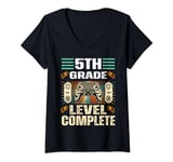 Womens 5th grade Level Complete Graduation gaming class 2024 gamer V-Neck T-Shirt