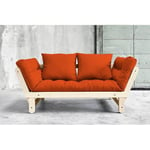 Inside75 Banquette méridienne style scandinave futon orange BEAT couchage 75*200cm