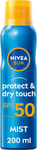 NIVEA SUN Protect & Dry Touch Refreshing Sun Mist Spray SPF50 (200ml), Water-Re