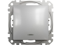 Schneider Electric, Sedna Design and Elements, 1-polig strömbrytare med belysning, silveraluminium, SDD113101L