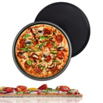 Pizza Pan Baking Tray Twin Pack - 12 Inch – 32cm - Pizzas Baking Crisper Tray Non-Stick Bakeware Plate Professional Carbon Steel Pie Pan for Oven 2 Set