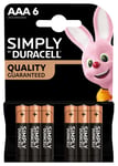 Duracell Simply AAA alkaliske batterier 6-pk.