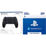 Manette sans Fil DualSense Noir + Carte Cadeau PSN (PlayStation Store) | 20 EUR | Compte français | Code de téléchargement (PS5/PS4/PS3)