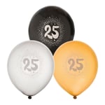Ballonger Svart/Hvit/Gull 25 - 6-pakning
